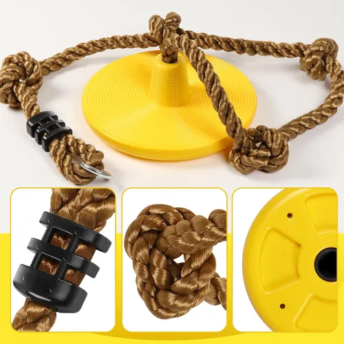 Miniatura 7 de ZNCMRR Columpio de árbol para niños, accesorios de cuerda de escalada para niños con asiento de disco, columpios de cuerda para árbol de disco