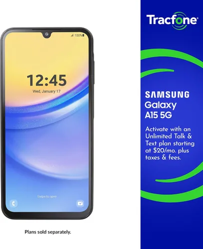 Miniatura 2 de TracFone, Samsung Galaxy A15 5G, 128GB, teléfono inteligente prepago, negro, cámara principal de 50MP, bloqueado