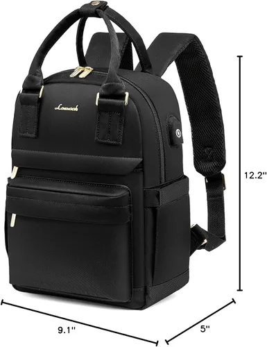 Miniatura 7 de LOVEVOOK Mini mochila para mujeres y niñas, elegante mochila impermeable con puerto USB, bonita mochila para la escuela, viajes, fiestas, Negro