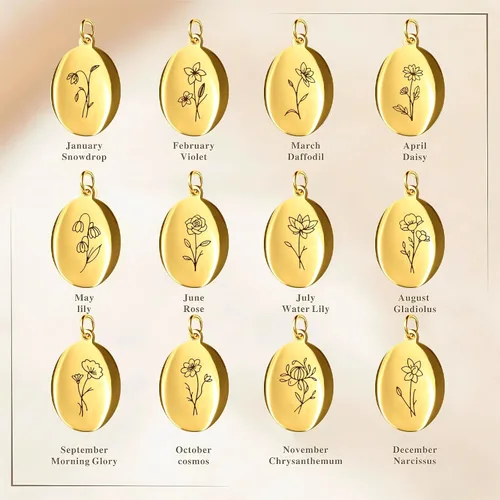 Miniatura 7 de Collar de flores de nacimiento, collar de piedra natal de diciembre, collar con dije para mamá, regalos de cumpleaños, cadena de oro, delicado