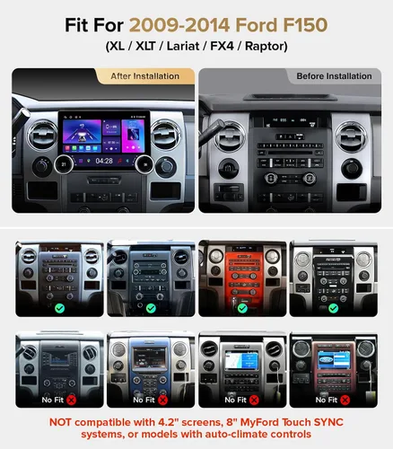 Miniatura 2 de para Ford F150/250 Radio 2009-2014 CarPlay inalámbrico Android Auto 11.5" Mandos duales Pantalla táctil QLED Estéreo de coche Control
