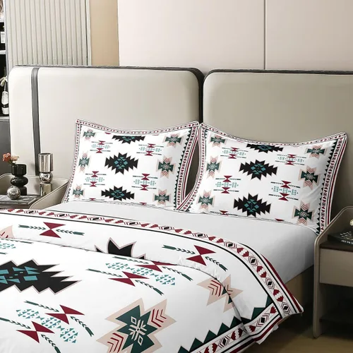 Miniatura 4 de Funda de edredón 100% algodón estilo bohemio del suroeste – Funda de edredón étnica tribal flecha – Juego de decoración de dormitorio completo