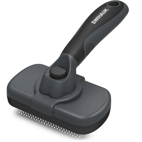 Miniatura 8 de Swihauk Cepillo Deslizante de Autolimpieza para Perros y Gatos - Cepillo de Desenredado y Aseo Amigable con la Piel para Mascotas con Pelo, Negro