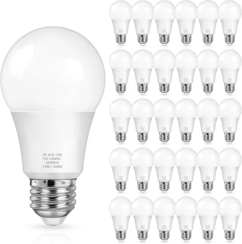 Miniatura 10 de Bombillas LED MAXvolador A19 13 W, equivalente a 100 vatios, luz blanca diurna de 5000 K, 1500 lm, base E26, no regulable, bombillas de luz blanca