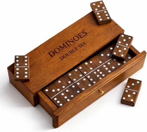 Miniatura 10 de Set de Dominós T one para Adultos con Caja de Madera (28 fichas) Dominós para Niños Juego de Fiesta Familiar Regalo