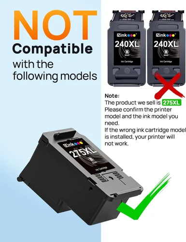 Miniatura 6 de 275XL PG275 - Cartuchos de tinta negra de repuesto para Canon Ink 275 para cartuchos de tinta 275XL para impresoras Canon PIXMA TS3520 TS3522 TS3720