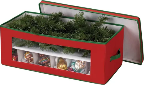 Miniatura 3 de Household Essentials Caja de almacenamiento para adornos, 36 piezas con divisores, resistente y apilable con asas y ventana de plástico
