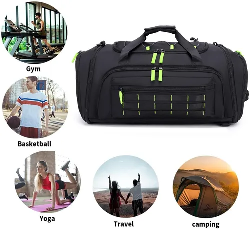 Miniatura 7 de Bolsa de gimnasio para hombres y mujeres, bolsa de viaje deportiva de 46 litros con compartimento para zapatos, bolsa de transporte expandible