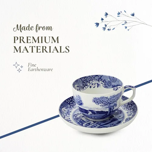 Miniatura 4 de Spode Taza de té y platillo italiano azul, juego de 4 tazas gigantes, taza de café, taza de 20 onzas para té, lattes, expresos y bebidas calientes