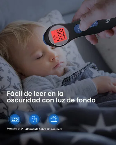Miniatura 4 de Termómetro de frente para adultos y niños, termómetro digital sin contacto para bebés, lactantes y niños pequeños, alarma de fiebre de 3