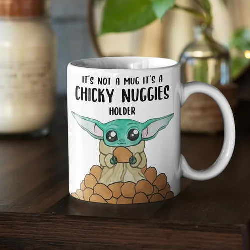 Miniatura 4 de BabyYoda Taza de café – Lindo alien verde – Soporte para nuggies Chicky – Taza de café Grogu – Taza de pollo Nuggets – Novedad divertida de Mando