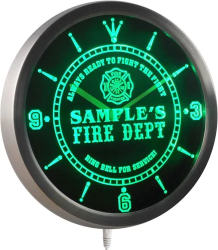 Miniatura 4 de ADVPRO ncqy-tm - Reloj de pared LED personalizado con letrero de neón para bomberos