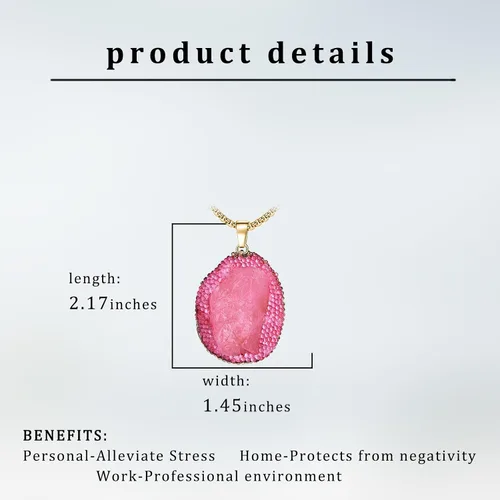 Miniatura 4 de Collar con colgante rosa de imitación de piedra Drusy rosa, piedra preciosa rosa para niña, regalos de boda para aniversario, día de la madre, día