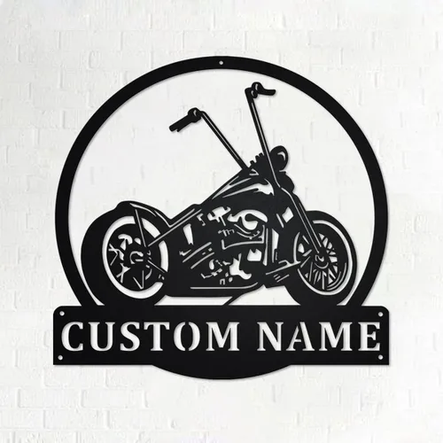 Miniatura 11 de Letrero con nombre personalizado, letrero de metal para motocicleta, decoración de pared con nombre de familia, decoración rústica para el hogar