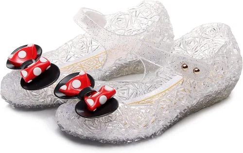 Miniatura 7 de Zapatos de gelatina para niñas, sandalias de cumpleaños de princesa de reina de la nieve para niñas pequeñas, sandalias azules con purpurina
