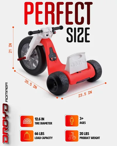 Miniatura 7 de Droyd Romper Triciclo Eléctrico para Niños de 3+ Años, Juguete de 24V Velocidad Máxima 3-6 MPH y 45 Min Máxima Duración, Control de Velocidad