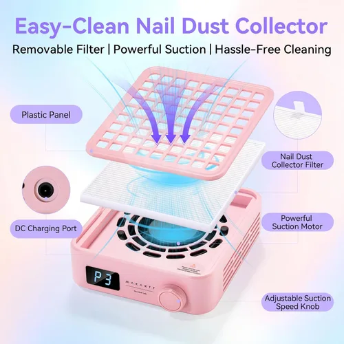 Miniatura 5 de Makartt - Colector de polvo de uñas profesional – Potente máquina de succión silenciosa para uñas acrílicas. Adecuado para manicura y pedicura