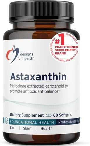Designs for Health Astaxantina - Carotenoide antioxidante extraído de microalgas (Haematococcus Pluvialis) - Suplemento para el apoyo