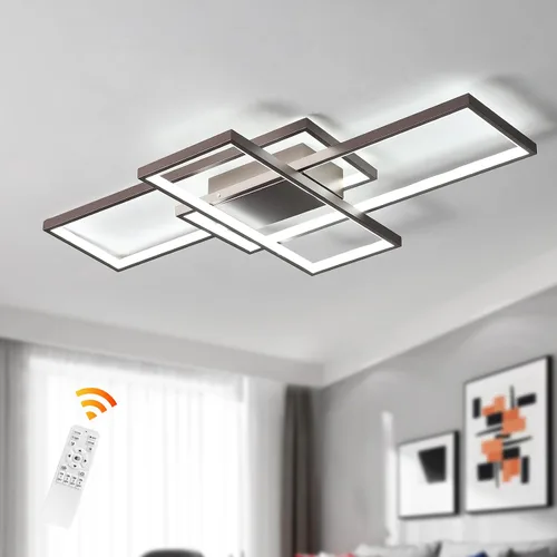 Miniatura 11 de GEADI Lámpara de techo moderna regulable, lámpara de techo LED blanca de 35.4 pulgadas con control remoto, accesorio de iluminación rectangular
