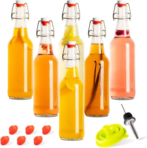 Botellas de Kombucha, botellas de vidrio con tapa oscilante para Kombucha, cerveza, kiefer, limoncillo, vainilla, 16 onzas, botella estilo Grolsch