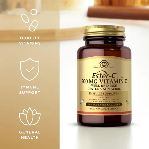 Miniatura 4 de Solgar Ester-C Plus 500 mg de vitamina C (complejo de ascorbato) – 50 cápsulas vegetales – Suave y no ácido – Antioxidante y apoyo inmunológico