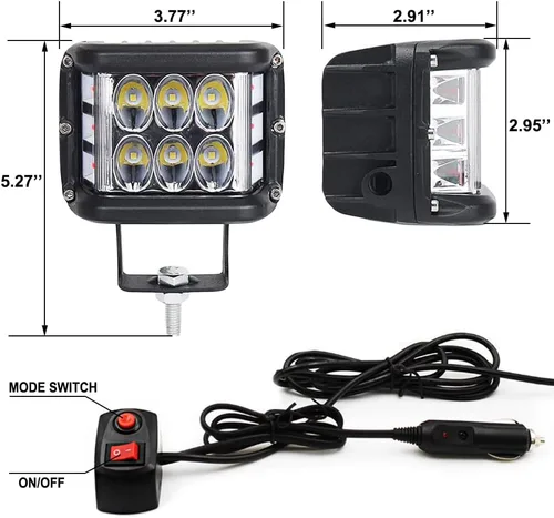 Miniatura 6 de Luces LED de 4 pulgadas con disparador lateral, luces estroboscópicas de doble color DRL e interruptor para camión, SUV, todoterreno, ATV, UTV 4x4