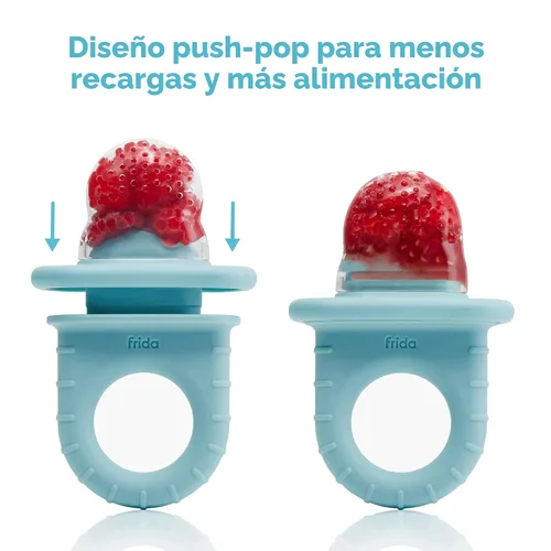 Miniatura 4 de Frida Baby Comedero Push Pop, alimentador de frutas para bebés para introducir de forma segura nuevos alimentos, frescos y congelados, silicona, sin