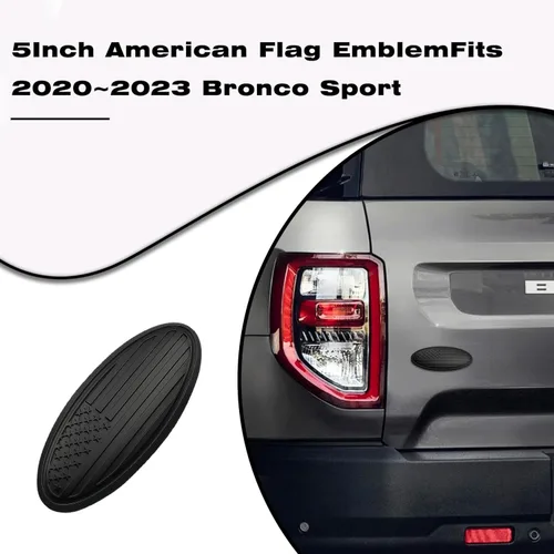 Miniatura 3 de Emblema de superposición de 5 pulgadas para puerta trasera ovalada de bandera negra americana para Ford Bronco 2021-2023 (negro mate)