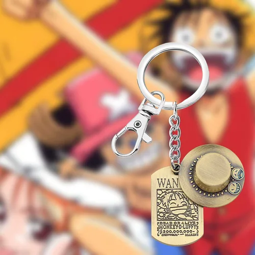 Miniatura 5 de FAADBUK Collar de sombrero de paja de bronce con diseño de anime Jewelry con sombrero de paja de bronce, llavero de, Metal, Acero inoxidable