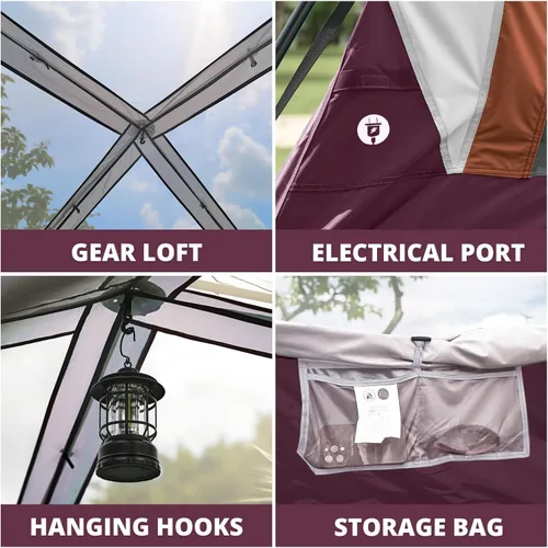 Miniatura 7 de CAMEL CROWN 4/6 Person Instant Cabin Tent, Pop Up Windproof Tents for Camping, 60-Second Setup Family Tent with Carry Bag for Outdoor Hiking Uva rojo