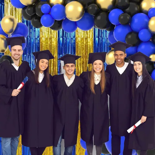 Miniatura 8 de Kit de arco de guirnalda de globos azules y negros dorados, globos azul real y negro dorado para hombres, 30º 40º videojuego, cumpleaños, boda