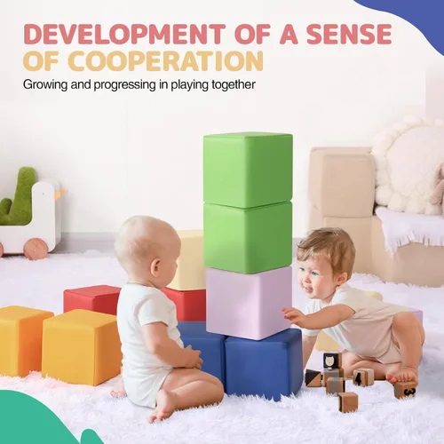 Miniatura 6 de Bloques de construcción de espuma para niños: 12 piezas de bloques de espuma de colores de piel sintética, juguetes de construcción para niños