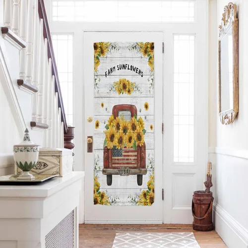 Miniatura 21 de Cortinas de puerta francesa de Navidad para ventana de puerta, panel de cortina con bolsillo para barra con alzapaños para luz lateral delantera
