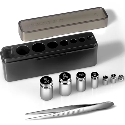 Miniatura 8 de UNIWEIGH Pesos de calibración 7.41 oz, kit de 9 piezas de alta precisión, 0.04 oz 0.07 oz 0.18 oz 0.35 oz 0.71 oz 1.76 oz 3.53 oz con pinzas