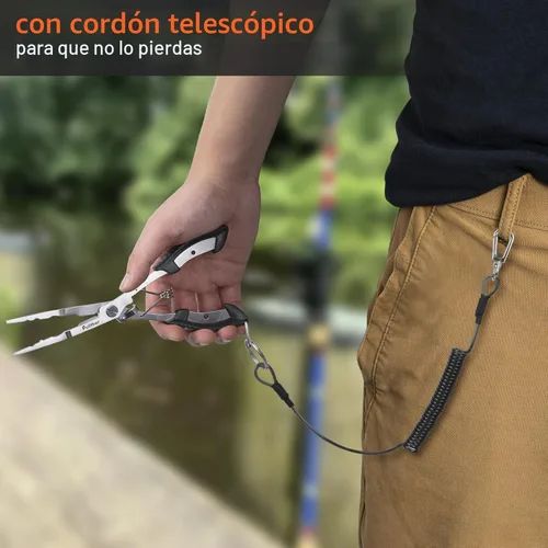 Miniatura 5 de Alicates de pesca de acero inoxidable, Alicates de punta fina para pesca, Alicates de pesca removedor de anzuelos, Kit de alicates de pesca