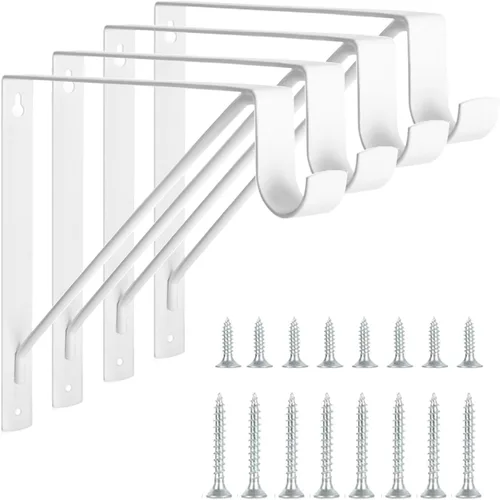 Paquete de 4 estantes de armario resistentes y soportes de barra, soportes de estante de armario montados en la pared, soportes de estante de
