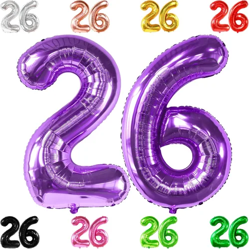 Miniatura 11 de KatchOn, Globos gigantes del número 26, color negro, 40 pulgadas, globos negros de cumpleaños del número 26 para decoración de cumpleaños de 26