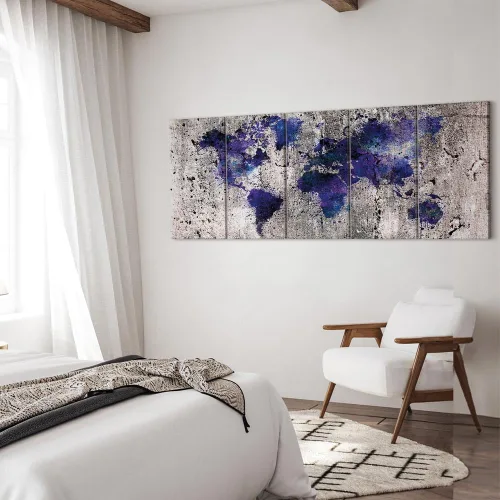 Miniatura 3 de artgeist Lienzo decorativo para pared, mapa del mundo, 40 x 16 pulgadas, 5 unidades, decoración del hogar, enmarcado, estirado, foto, pintura