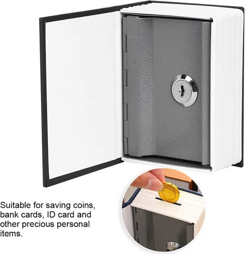 Miniatura 4 de Libro con cerradura de llave, libro de diversión portátil, libro falso, caja oculta, contenedor interior de metal con 2 llaves ahuecadas libro