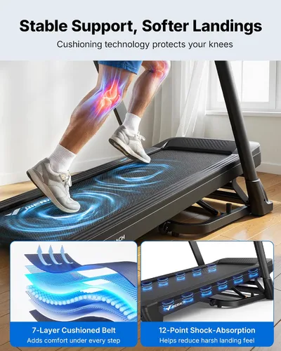 Miniatura 4 de MERACH Treadmill with 15/18% Auto Incline, 55"/47"x18"/19" Wide Belt Treadmills, 0.5-8.7MPH/10MPH 3.5HP Brushless Incline Treadmill for Home, 350LBS