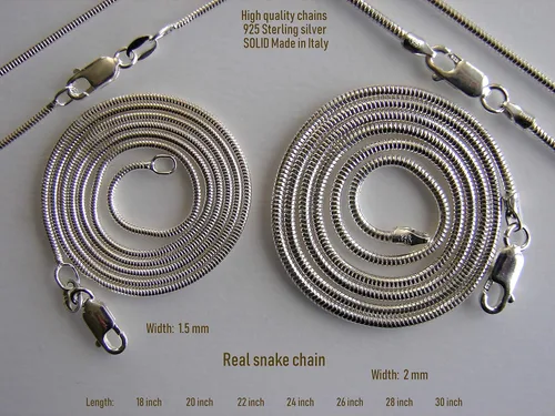 Miniatura 2 de BEEZZY BEEDZ Collar flexible de plata de ley 925 con cadena de serpiente de plata maciza redonda