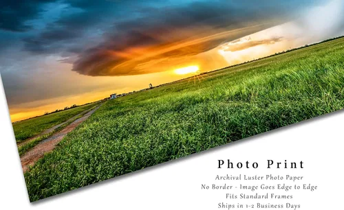 Miniatura 2 de Impresión fotográfica de tormenta (no enmarcada), imagen de supercélula tormenta iluminada por la luz del sol al atardecer en la noche de primavera
