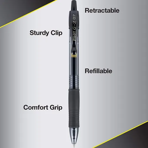 Miniatura 2 de PILOT G2 Premium - Bolígrafos de gel de bola rodante recargables y retráctiles, punta fina, tinta negra, paquete de 6