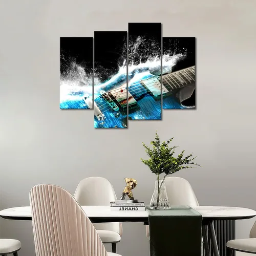 Miniatura 6 de Guitarra en azul y olas se ve hermosa pintura de arte de pared la imagen impresión en lienzo imágenes musicales para decoración del hogar regalo