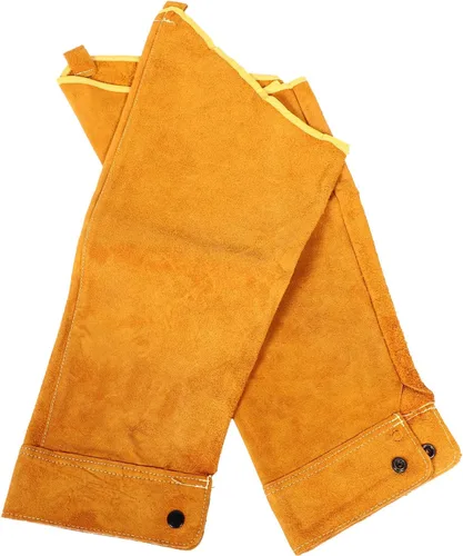 Leather Welding Protection Sleeves, Heat Resistant Arm Guard Oversleeves, Sturdy Cowhide Leather Arm Sleeves for Welding Safety, 1 Pair