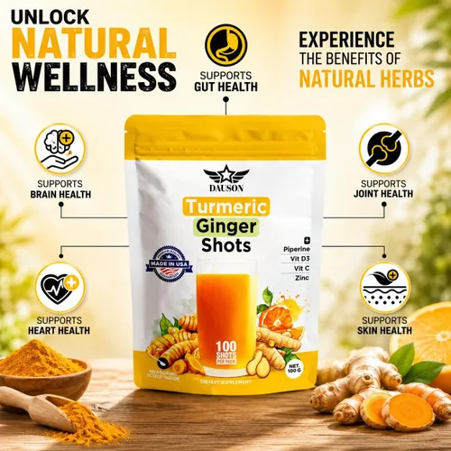 Miniatura 4 de Suplementos de Cúrcuma y Jengibre con Piperina, Vitamina C, Vitamina D3 y Zinc 100 Porciones de Shots de Cúrcuma y Jengibre para la Salud