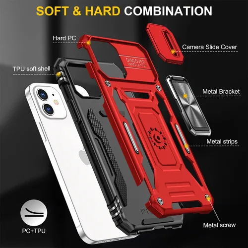 Miniatura 94 de Funda para iPhone 13 Pro con funda para cámara, con soporte de anillo para soporte, con función de montaje magnético para automóvil, para iPhone 13