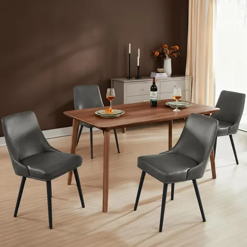 Miniatura 23 de kinmars Juego de 2 sillas de comedor tapizadas modernas con cojín de asiento grueso y respaldo curvo, silla de comedor de tela para cocina, comedor