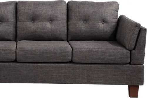 Miniatura 5 de Lilola Home Dalia - Sofá seccional moderno de lino gris oscuro de 97 pulgadas de ancho con diván orientado a la izquierda