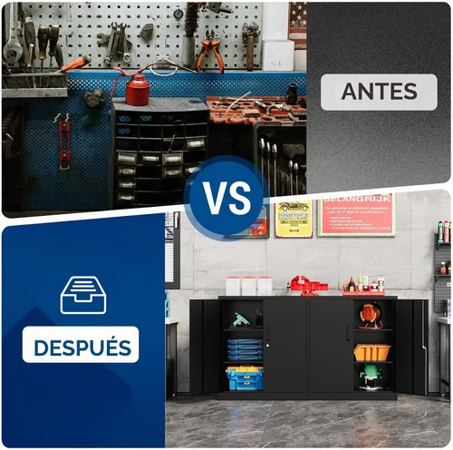 Miniatura 4 de Fesbos Armario de almacenamiento de metal, archivadores de acero de 36 pulgadas de alto con puertas con cerradura y estantes ajustables, gabinete